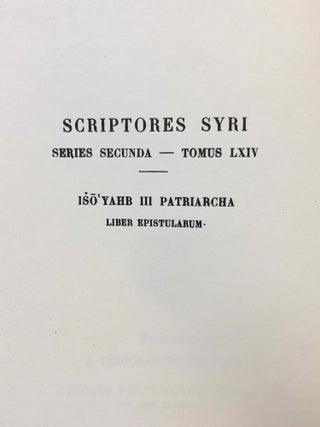 Iso'Yahb patriarchae III. Liber epistularum. 2 volumes (complete set)[newline]M6393-02.jpg