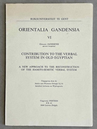 Item #M6395a Contribution to the verbal system in Old Egyptian. A new approach to the...[newline]M6395a-00.jpeg
