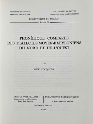Phonétique comparée des dialectes moyen-babyloniens du nord et de l'ouest