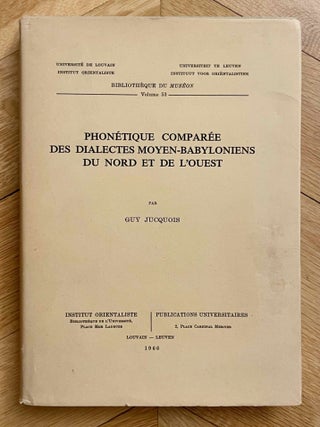 Item #M6396b Phon&eacute;tique compar&eacute;e des dialectes moyen-babyloniens du nord et de l'ouest....[newline]M6396b-00.jpeg