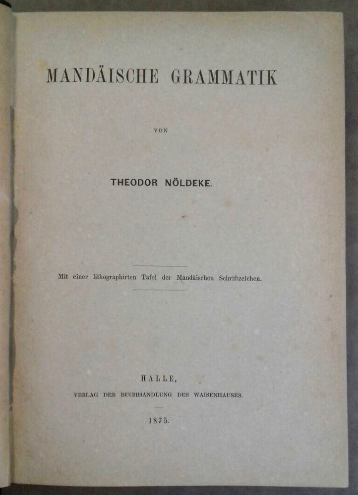 Item #M6404 Mandäische Grammatik. NÖLDEKE Theodor.[newline]M6404.jpg
