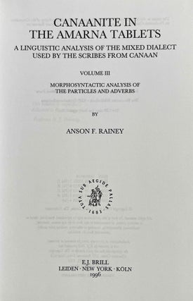 Canaanite in the Amarna tablets. Volumes I-IV (complete set)