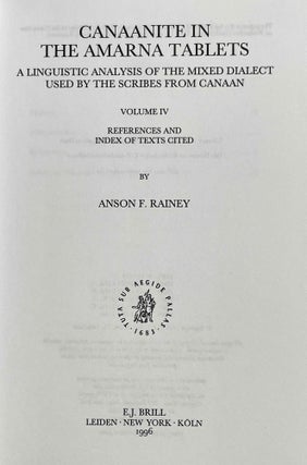 Canaanite in the Amarna tablets. Volumes I-IV (complete set)