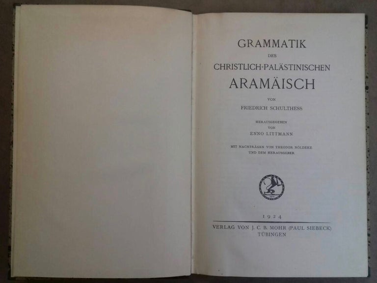 Item #M6411 Grammatik des christlich-palästinischen aramäisch. SCHULTHESS Friedrich.[newline]M6411.jpg