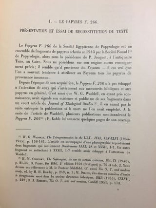 Papyrus grecs bibliques (papyrus F. Inv. 266). Volumina de la Genèse et du Deutéronome. Volume I: Introduction. Volume II: Texte et Planches (complete set)