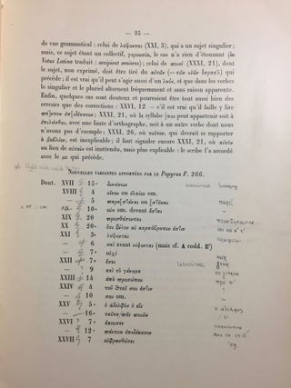 Papyrus grecs bibliques (papyrus F. Inv. 266). Volumina de la Genèse et du Deutéronome. Volume I: Introduction. Volume II: Texte et Planches (complete set)