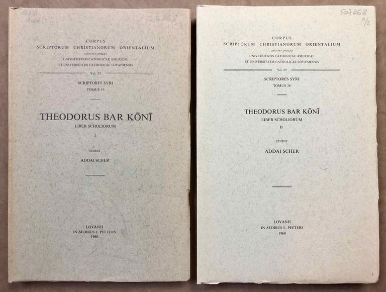 Item #M6427 Theodorus Bar Koni Liber Scholiorum I-II (Syriac text) (complete set). HESPEL Robert - SCHER Addai - BAR KONI Theodorus.[newline]M6427.jpg