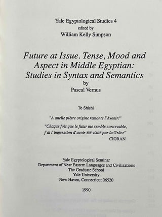 Future at issue. Tense, mood and aspect in middle egyptian : studies in syntax and semantics.[newline]M6430a-01.jpeg