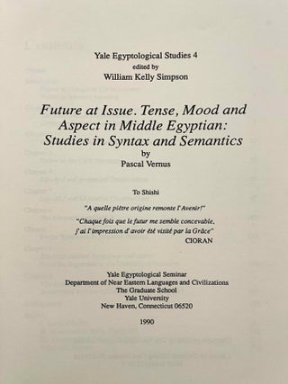 Future at issue. Tense, mood and aspect in middle egyptian. Studies in syntax and semantics.[newline]M6430g-01.jpeg