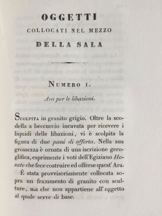 Breve notizia degli oggetti di antichita egizie riportati dalla spedizione Letteraria Toscana in Egitto e in Nubia eseguita negli anni 1828 e 1829 ed esposti al pubblico nell'Accademia delle Arti e mestieri in Santa Caterina