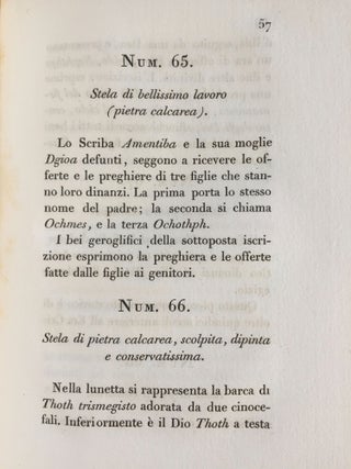 Breve notizia degli oggetti di antichita egizie riportati dalla spedizione Letteraria Toscana in Egitto e in Nubia eseguita negli anni 1828 e 1829 ed esposti al pubblico nell'Accademia delle Arti e mestieri in Santa Caterina