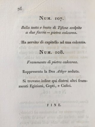 Breve notizia degli oggetti di antichita egizie riportati dalla spedizione Letteraria Toscana in Egitto e in Nubia eseguita negli anni 1828 e 1829 ed esposti al pubblico nell'Accademia delle Arti e mestieri in Santa Caterina