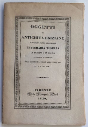 Item #M6436 Breve notizia degli oggetti di antichita egizie riportati dalla spedizione Letteraria...