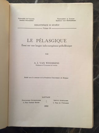 Le Pélasgique. Essai sur une langue indo-européenne préhellénique.[newline]M6442-02.jpg