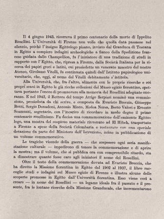 Scritti dedicati alla memoria di Ippolito Rosellini, nel primo centenario della morte (4 giugno 1943). A cura dell' Università di Firenze.
