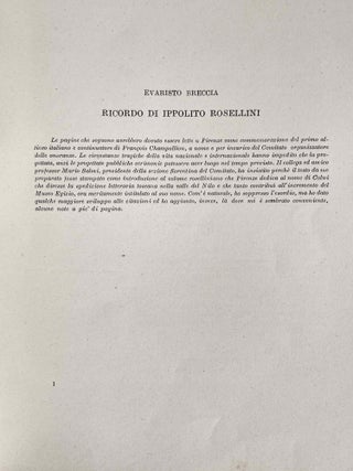 Scritti dedicati alla memoria di Ippolito Rosellini, nel primo centenario della morte (4 giugno 1943). A cura dell' Università di Firenze.