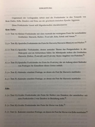 Die altägyptischen Festkalender in den Tempeln der griechisch-römischen Epoche