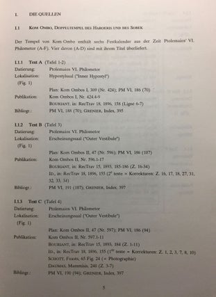 Die altägyptischen Festkalender in den Tempeln der griechisch-römischen Epoche