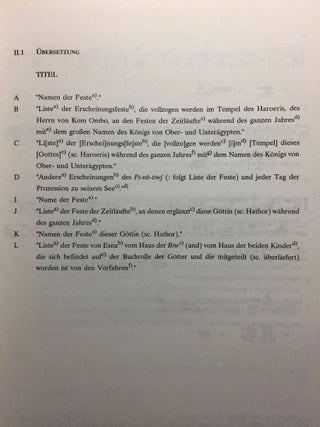 Die altägyptischen Festkalender in den Tempeln der griechisch-römischen Epoche