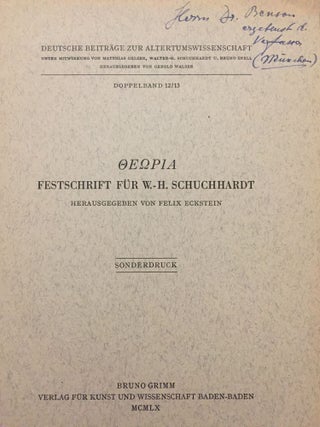 Item #M6481 Festschrift f&uuml;r W.H. Schuchhardt: Ein Torso in Magdeburg. SCHUCHHARDT W. H. -...