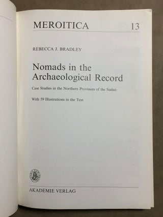 Nomads in the archaeological record: case studies in the Northern provinces of the Sudan