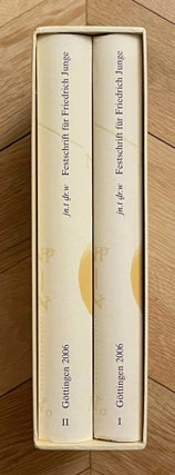 Item #M6505c Jn.t dr.w - Festschrift Friedrich Junge. 2 volumes (complete set). JUNGE Friedrich -...