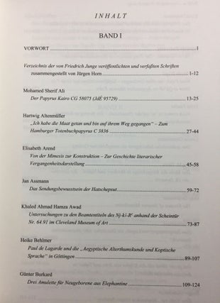 Jn.t dr.w - Festschrift Friedrich Junge. 2 volumes (complete set)