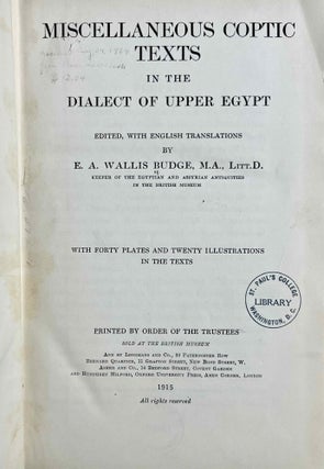 Miscellaneous Coptic Texts in the Dialect of Upper Egypt. Edited, with English Translations.[newline]M6511a-04.jpeg