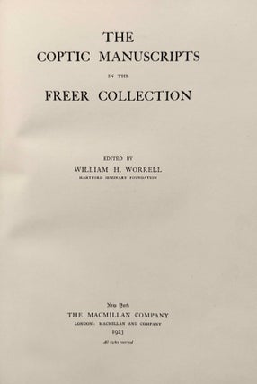 The Coptic Manuscripts in the Freer Collection