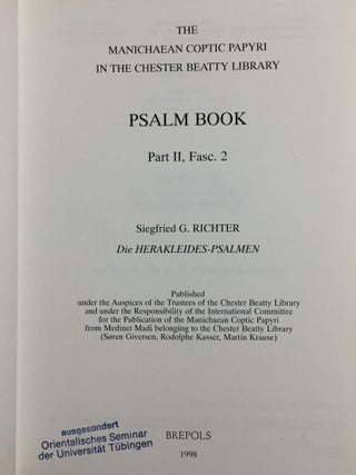 Corpus fontium Manichaeorum. Series coptica 1. Psalm Book. Part II, Fasc. 2. Die Herakleides-Psalmen. The Manichaean Coptic Papyri in the Chester Beatty Library.[newline]M6516-02.jpg