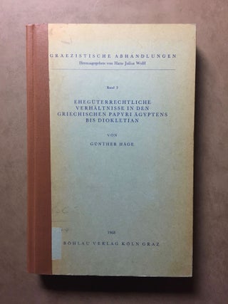 Item #M6521 Ehegüterrechtliche Verhältnisse in den griechischen Papyri Ägyptens bis...
