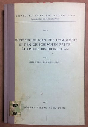 Item #M6522 Untersuchungen zur Homologie in den griechischen Papyri Ägyptens bis Diokletian....