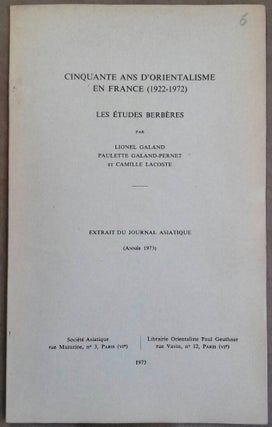 Item #M6570 Cinquante ans d'orientalisme en France (1922-1972): Les études berbères. GALAND...[newline]M6570.jpg