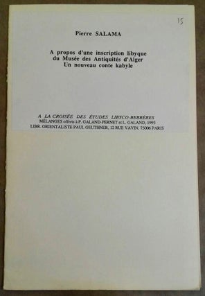 Item #M6580 A propos d'une inscription libyque du Musée des antiquités d'Alger: un nouveau...[newline]M6580.jpg