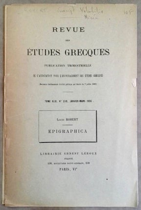 Item #M6587 Epigraphica. ROBERT Louis