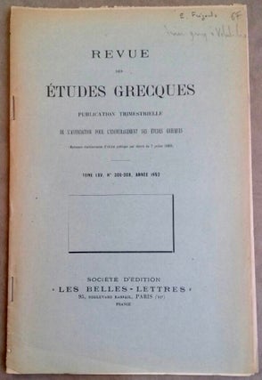 Item #M6633 Deux nouvelles inscriptions grecques de Volubilis. FREZOULS Edmond