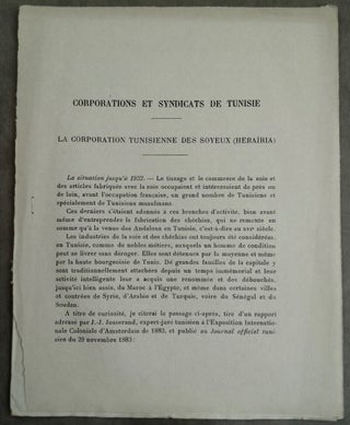 Item #M6637 Corporations et syndicats de Tunisie: la corporation tunisienne des soyeux...[newline]M6637.jpg