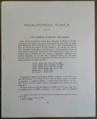 Item #M6640a Paralipomena punica V: Une formule funéraire néo-punique. FEVRIER James G[newline]M6640a.jpg
