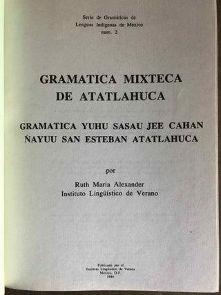 Gramatica mixteca. Mixteco de Atatlahuca.[newline]M6654-01.jpg