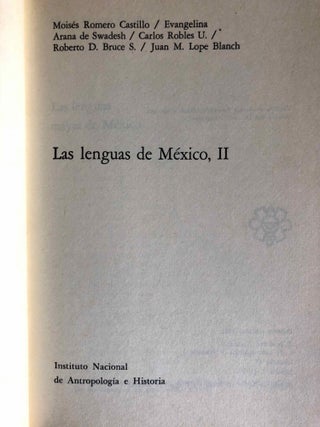 Las Lenguas de México. Volumes I & II (complete set)
