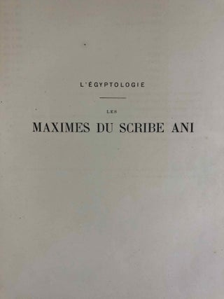 Les maximes du scribe Ani. D'après le papyrus hiératique No IV du Musée de Boulaq. Tomes I & II (complete)