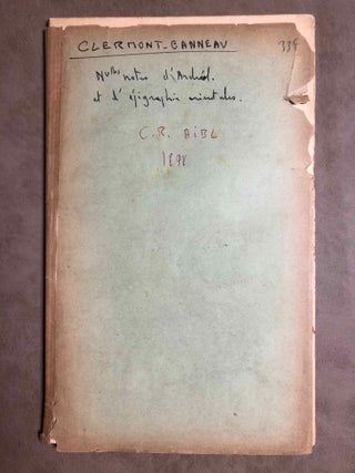 Item #M6717 Nouvelles notes d'archéologie et d'épigraphie orientales. CLERMONT-GANNEAU Charles[newline]M6717.jpg
