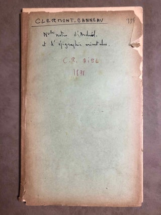 Item #M6717 Nouvelles notes d'archéologie et d'épigraphie orientales....