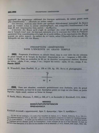 Inscriptions grecques et latines de la Syrie. Tome VI: Baalbek et Beqa'. Nos 2711-3017.
