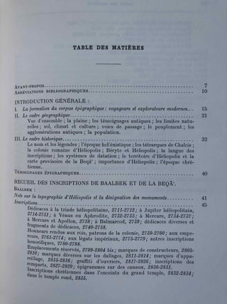 Inscriptions grecques et latines de la Syrie. Tome VI: Baalbek et Beqa'. Nos 2711-3017.