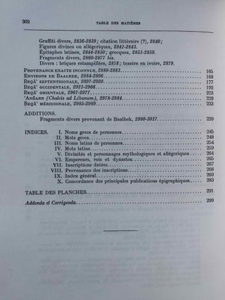 Inscriptions grecques et latines de la Syrie. Tome VI: Baalbek et Beqa'. Nos 2711-3017.