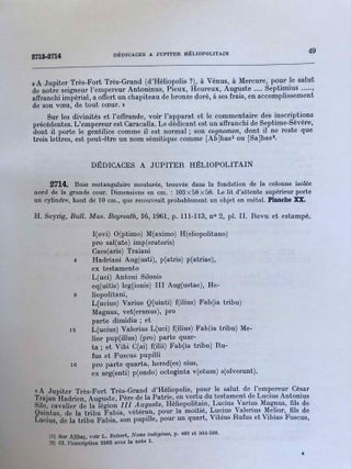 Inscriptions grecques et latines de la Syrie. Tome VI: Baalbek et Beqa'. Nos 2711-3017.