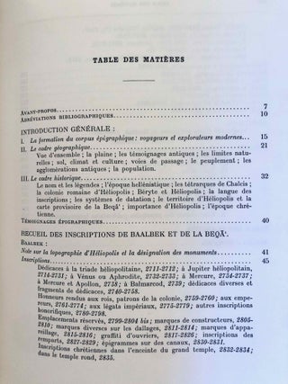 Inscriptions grecques et latines de la Syrie. Tome VI: Baalbek et Beqa'. Nos 2711-3017.