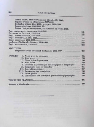 Inscriptions grecques et latines de la Syrie. Tome VI: Baalbek et Beqa'. Nos 2711-3017.