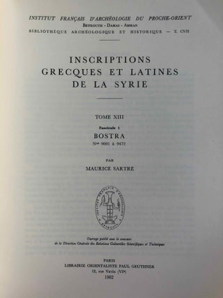 Inscriptions grecques et latines de la Syrie. Tome XIII: Bostra. Nos 9001 à 9472.[newline]M6744-01.jpg
